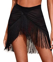 abordables -Femme Maillots de Bain Vêtement couvrant Fond de plage Maillot de bain Ourlet à franges Franges mode Tenues de plage Plein Couleur monochrome Sans Manches Maillots de bain