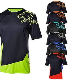 abordables -Homme Maillot de descente Manche Courte VTT Vélo tout terrain Vélo Route Blanche Jaune Rouge Bloc de couleur Loup Vélo Maillot Respirable Séchage rapide Polyester Des sports Bloc de couleur Loup