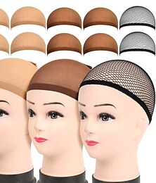 billige -10 Pack Wig Caps  4 Pack Brown Stocking Wig Caps 4 Pack Light Brown Stocking Wig Caps 2 Pack Black Mesh Net Wig Caps for Women Girl Men Kids Halloween Cosplay Party Use