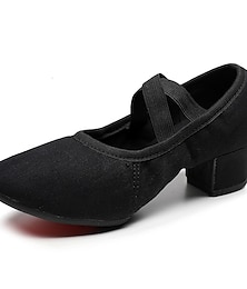 abordables -SUN LISA Women's Ballet Shoes Ballroom Shoes Training Performance Practice Chinese Dance Heel Thick Heel Rubber Sole Elastic Band Slip-on Adults' Black