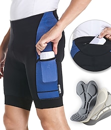 お買い得  -Arsuxeo 男性用 サイクリングショーツ パッド入りサイクリングショーツ バイク パッド入りショーツ MTBショーツ フォームフィット マウンテンサイクリング ロードバイク スポーツ 高通気性 ソフト ウィッキング モイスチャーコントロール ブラック ブルー ポリエステル エラステイン 衣類 サイクルウェア