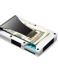 economico -Portafogli slim per uomini portafoglio in fibra di carbonio RFID con clip per soldi. Sottile portacarte di credito minimalista in alluminio
