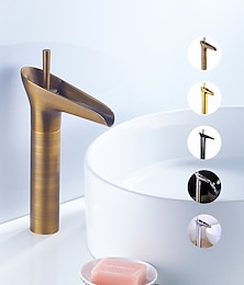 abordables -robinet de lavabo de salle de bain en laiton antique, robinets de bain à un trou à poignée unique avec interrupteur chaud et froid et valve en céramique