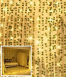 cheap -12Pack Artificial Ivy Leaf Plants with 240 LED Window Curtain String Lights Fake Plants Vine Hanging Garland Hanging for Wall Party Wedding Room Home Kitchen Indoor & Outdoor Decoration