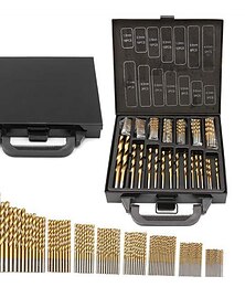 お買い得  -99pc ツイストドリルビットセット鋸セット hss 高鋼チタンコーティングドリル木工ツール 1.5-10 ミリメートルコードレスドライバー用