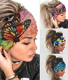 baratos -faixa de cabeça headwrap borboleta faixas de cabelo elástico bandana yoga corrida turbante atlético faixas de cabeça lenços de cabeça acessórios de cabelo para mulheres e meninas 4 peças