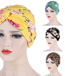 economico -donne musulmane turbante quotidiano pieghevole croce annodata sciarpa dei capelli elastico avvolgere la testa copricapi bandane cappelli dei capelli della signora beanie accessori per la perdita di