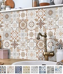 cheap -24/48pcs Creative Kitchen Bathroom Living Room Self-adhesive Wall Stickers Waterproof Retro Mosaic Tile Stickers