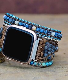 economico -Cinturino intelligente Compatibile con Fitbit Versa 3 / Sense Versa / Versa 2 / Versa Lite / Versa SE Tessuto Con perline Orologio intelligente Cinghia Fatto a Mano Multistrato Regolabili Corda