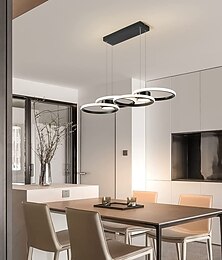economico -80w plafoniera led quattro cerchi regolabile in altezza led moderna plafoniera ristorante oro e nero adatta per sala da pranzo e camera da letto ac110v ac220v