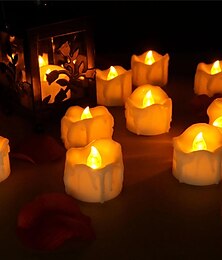 abordables -12/24 Uds velas luces led de té parpadeantes sin llama blanco cálido para iluminación de fiesta de Acción de Gracias con batería