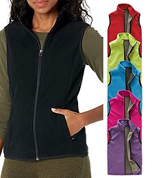 preiswerte -Damen Wanderjacke Wander-Fleeceweste Winter Draussen Volltonfarbe Windundurchlässig Atmungsaktiv Warm Komfortabel Weste / Fahrradweste Oberteile Camping & Wandern Jagd Skifahren Schwarz Purpur Rot
