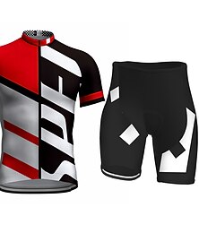 voordelige -Voor heren Wielrenshirt met shorts Korte mouw Bergracen Wegwielrennen Wit Grijs Fietsen Sportoutfits 3D-pad Ademend Sneldrogend Achterzak Polyester Spandex Sport Letter en nummer Kleding