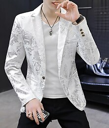 abordables -Hombre Chaqueta chaqueta Fiesta Ceremonia Estampado Otoño Estampado Fiesta Elegante Redonda Fino Regular Delgado Negro Blanco Chaquetas