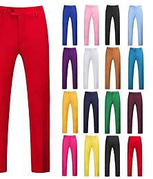 cheap -Men's Dress Pants Trousers Chinos Pocket Plain Breathable Outdoor Wedding Business Casual Retro Vintage Classic turmeric Black Stretchy