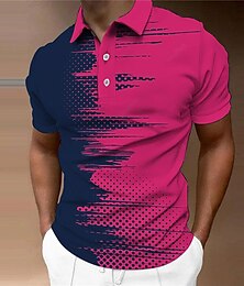 billiga -Herr POLO Shirt Golftröja Grafisk Nedvikt Fuchsia 3D-tryck Utomhus Gata Kort ärm Mönster Button-Down Kläder Mode Designer Ledigt Andningsfunktion