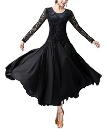 זול -ריקודים סלוניים שמלה שחבור בגדי ריקוד נשים הדרכה הצגה שרוול ארוך גבוה קטיפה