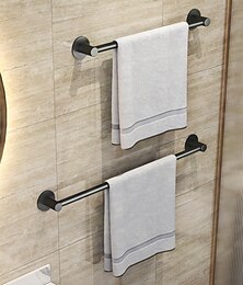 economico -portasciugamani non forato portasalviette bagno space alluminio nero da appendere a parete fondo tondo unipolare doppio strato portasciugamani
