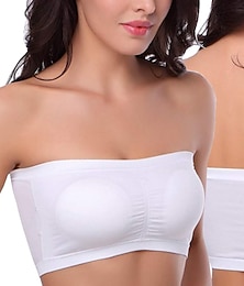 cheap -Seamless Bandeau Bra Plus Size Strapless Stretchy Tube Top Bra with Removable Pads for Women