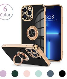 billiga -Mobilskal för iPhone 16e iPhone 16 iPhone 15 Pro Max Plus iPhone 14 13 12 11 Pro Max Mini X XR XS Max 8 7 Plus Baksida med Ställningshållare Ringhållare Kameralinsskydd TPU-beläggning