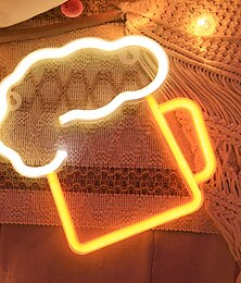 economico -Birra Insegne Al Neon Giallo Chiaro Bianco Luci Al Neon Decorazione Della Parete Per Uomo Cave Bar Discoteca Spiaggia Negozio Design Vacanza Celebrazione Festa Decor Usb &a batteria (