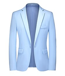 economico -Per uomo Abiti Giacca Attività commerciale Ricevimento di matrimonio Classico Stile semplice Primavera Autunno Poliestere Tinta unica Formale Monopetto - 1 bottone Giacca Nero Giallo Blu marino
