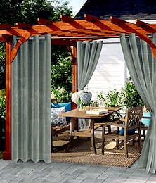 cheap -Waterproof Semi Sheer Curtains White Indoor Outdoor for Wedding Patio Grommet Curtain for Wedding Bedroom, Living Room, Porch, Pergola, Cabana, 1 Panel