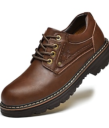 economico -Per uomo Oxford Sneakers da lavoro Vintage Lavoro Classico Giornaliero Ufficio e carriera Di pelle Impermeabile Antiscivolo Con lacci intrecciali Nero Marrone Autunno Inverno