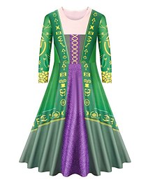 preiswerte -Hokuspokus Hexe Sarah Kleid Maskerade Cosplay Kostümparty Film Cosplay for Mädchen Kinder Maskerade