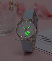 abordables -Reloj de cuarzo para mujer, reloj creativo de cuero luminoso para estudiantes, niñas y niños