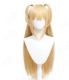 economico -misa amane parrucche misa amane cosplay parrucca anime cosplay parrucca hsiu misa amane delle donne cosplay d'oro parrucca di capelli lunghi cap misamisa parrucca