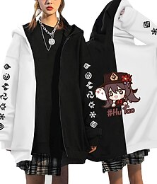 abordables -Genshin Impact Hutao Sweat à capuche Anime Dessin Animé Animé Classique Style de rue Pour Couple Homme Femme Adulte Estampage à chaud