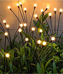 cheap -1/2pcs Solar Garden Lights Outdoor Firefly Starburst Swaying Lights Warm White Color Changing RGB Light for Yard Patio Pathway Decoration Swaying When Wind Blows