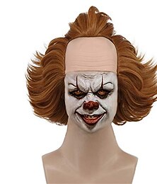 preiswerte -kurze flauschige braune lockige Horror Pennywise Perücke Cosplay Perücke Anime Perücke Halloween Perücken