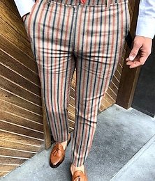 cheap -Men's Chinos Trousers Jogger Pants Print Stripe Full Length Casual Daily Trousers Smart Casual Khaki Navy Blue Micro-elastic
