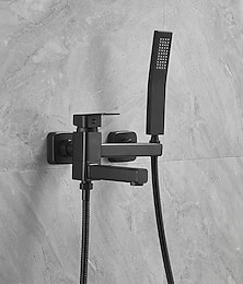 billiga -badkarskran dubbel pip väggmonterad, badkarspåfyllningsblandare i mässing med handdusch, keramisk ventil med ett handtag