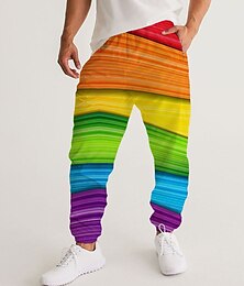 お買い得  -男性用 スウェットパンツ ジョガー ズボン ドローストリング サイドポケット 弾性ウエスト 虹色 グラフィック 履き心地よい 高通気性 スポーツ・アウトドア カジュアル 日常 ストリートファッション デザイナー ホワイト レインボー マイクロエラスティック
