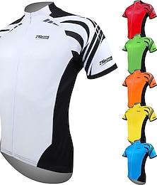cheap -21Grams Men's Cycling Jersey Short Sleeve Bike Jersey Top with 3 Rear Pockets Mountain Bike MTB Road Bike Cycling Breathable Ultraviolet Resistant Front Zipper Lightweight White Yellow Red Polyester