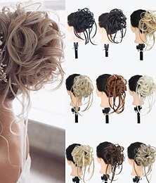economico -Chignon disordinato pezzo di capelli super lungo arruffato updo estensioni del panino dei capelli mossi avvolgere coda di cavallo posticci dei capelli scrunchies con fascia elastica per capelli per le