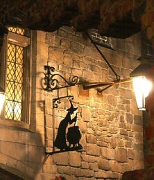 levne -halloween čarodějnický kotel silueta nástěnná výzdoba - venkovní kovový čarodějnický kotlík nástěnná ozdoba, halloween strašidelná závěsná kovová nástěnná cedule pro dekorace na zahradní párty