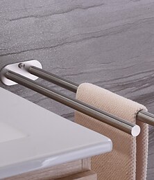 voordelige -dubbele arm handdoekhouder 304 roestvrij staal handdoekstang rail muur keuken hanger plank voor handdoeken badkamer handdoekenrek