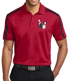 abordables -Homme POLO Tee Shirt Golf Boule de bowling Sport Col rabattu Rouge 3D effet Extérieur Plein Air Manches courtes Imprimer Bouton bas Vêtement Tenue Sportif Mode Décontractées Respirable