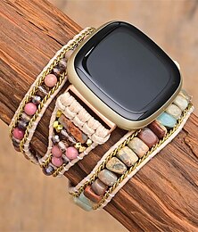 economico -Cinturino intelligente Compatibile con Fitbit Versa 3 / Sense Versa / Versa 2 / Versa Lite / Versa SE Tessuto Perline Orologio intelligente Cinghia Multistrato Con perline Regolabili Corda