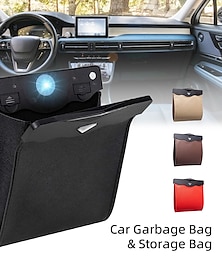Недорогие -Складной автомобильный мусорный бак, автомобильные мешки для мусора со светодиодной подсветкой, герметичный подвесной органайзер для хранения, мешок для мусора