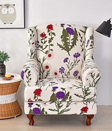 voordelige -1 set van 2 stuks stretch wingback stoel hoes bloemen bedrukte vleugel stoel kussenovertrekken spandex stof wingback fauteuil hoezen met elastische bodem voor woonkamer slaapkamer decor