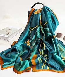 baratos -Cachecol de inverno de seda feminino estampa fashion senhora xale de praia lenços hot suave foulard feminino hijab