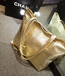 economico -Per donna Sacca Borsa a tracolla Totalizzatore Nylon pelle sintetica Esterno Ufficio Giornaliero Cerniera Tinta unica Argento Nero Oro