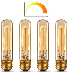 abordables -T10 vintage edison ampoule 40 watts dimmable antique tubulaire ancienne ampoule à incandescence blanc chaud e26/e27 base lampe en verre ambré pour luminaires décoratifs ac220v ac110v