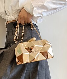 olcso -Női Vállon átvetős táska Kuplung táskák Szintetikus Ötvözet Buli / Este Napi Lánybúcsú Lánc Tömör szín Fémes Ezüstszürke Arany
