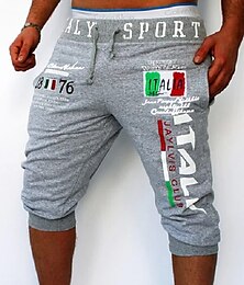 cheap -Men's Athletic Pants Sweatpants Capri Pants Drawstring Print Letter Sports Outdoor Weekend Streetwear Stylish Black White Micro-elastic